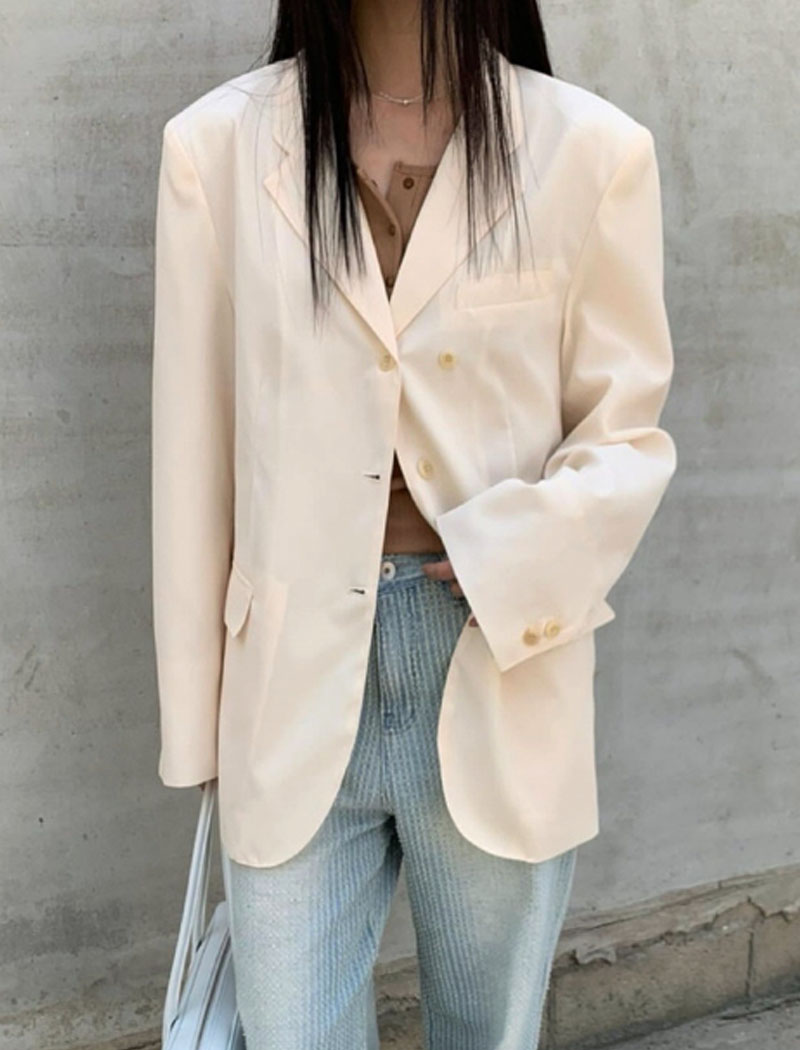 재킷 여름 긴팔 여성 봄 얇은 루즈핏 오버핏 썸머 라이트 자켓 (아이보리 블랙)