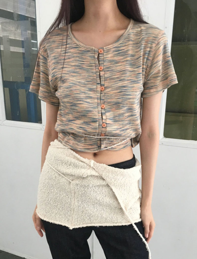 여름 카디건 여성 숏 썸머 티셔츠 멀티 워싱 반팔 가디건 (3col)