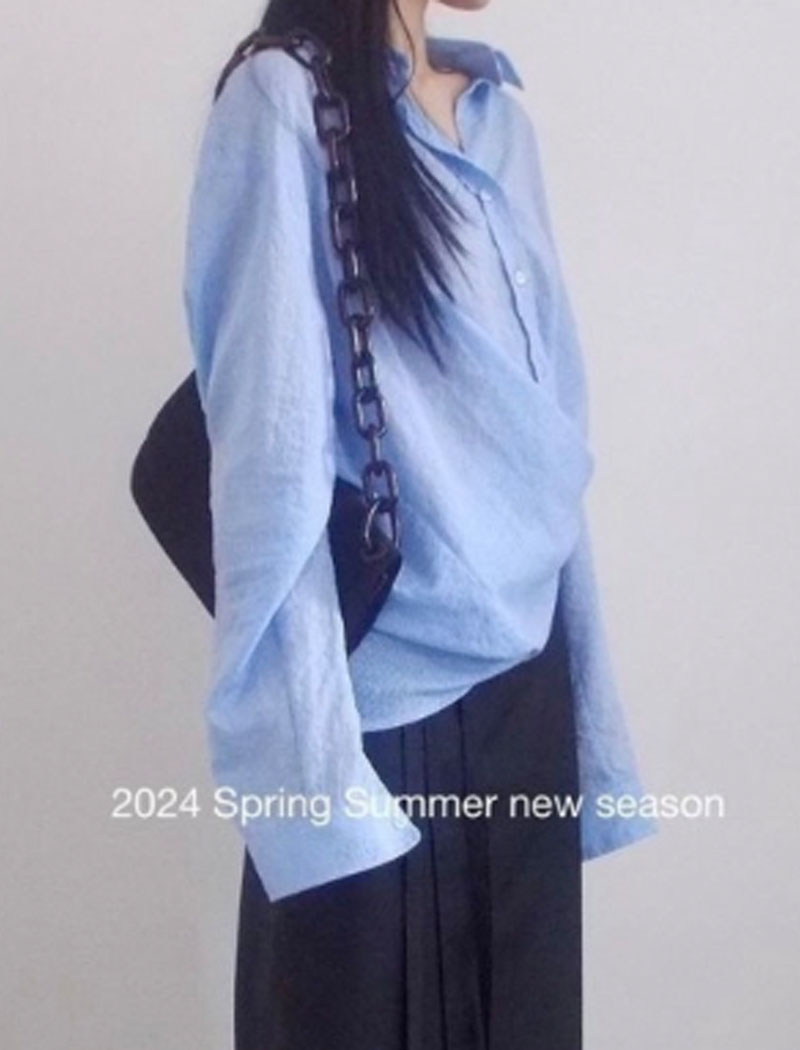 오버사이즈 오버핏 봄 남방 여성 여름 루즈핏 시어서커 셔츠 (3col)